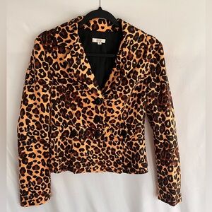 Vintage Cache Leopard Coat with Pleated Back Women’s Size 10 Retro